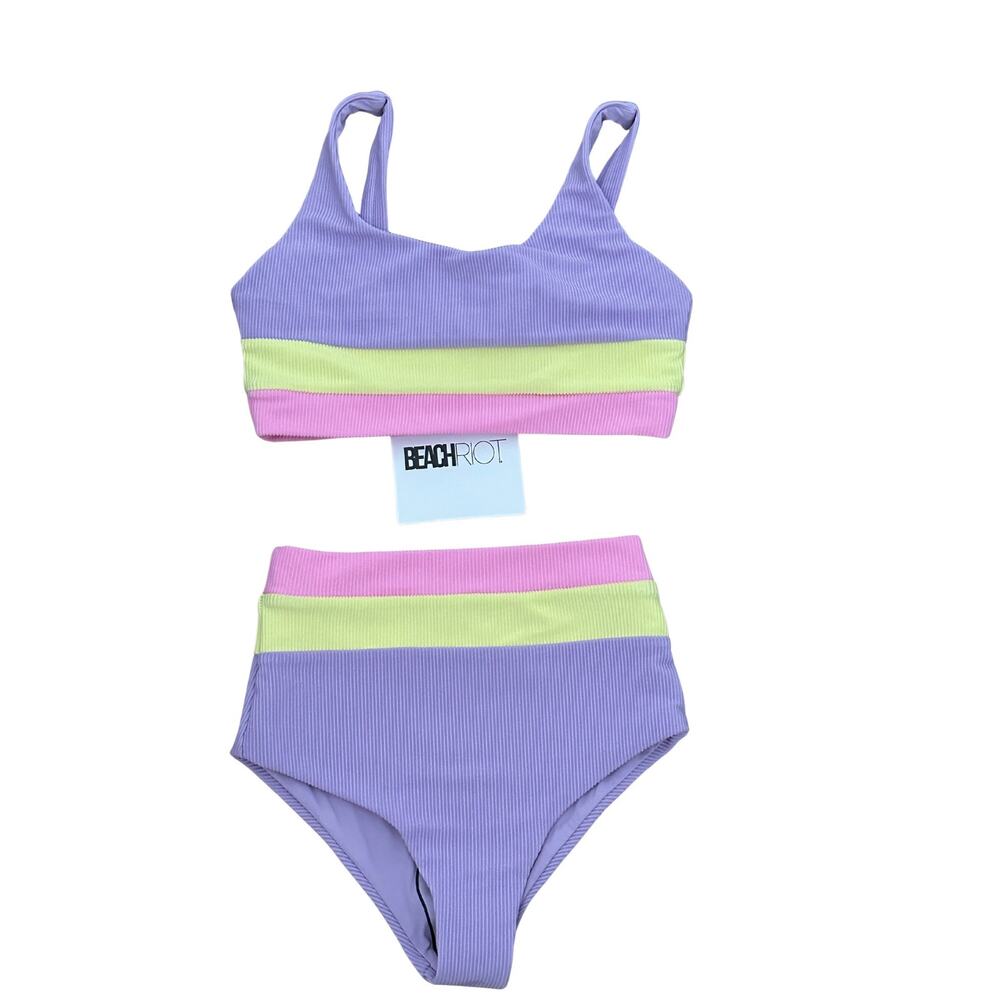BEACH RIOT  Girls' Little Mackenzie & Heidi Bikini Colorclocked  NWT I 5/6